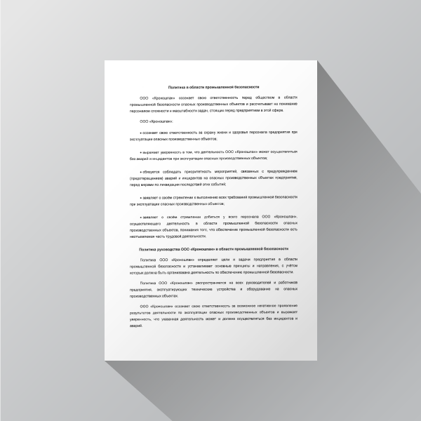 Политика в области промышленной безопасности